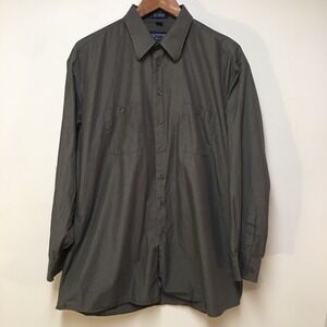 Stafford Mens Dress Shirt 17 34/35 Relaxed Fit Gray 100% Cotton Button Up Preppy